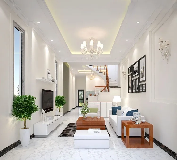 Bố cục phòng khách nhà ống hẹp tối ưu diện tích sử dụng