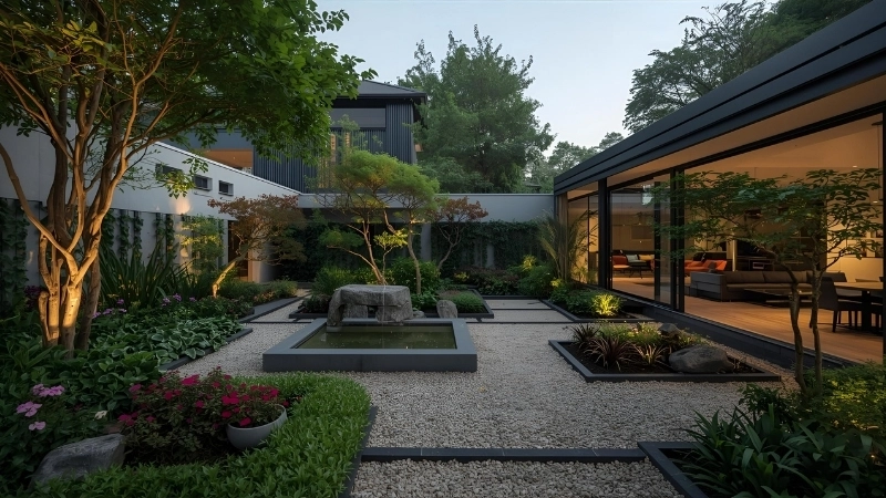 Kiến trúc mẫu nhà 2 tầng sân vườn đẹp hài hòa với thiên nhiên xung quanh