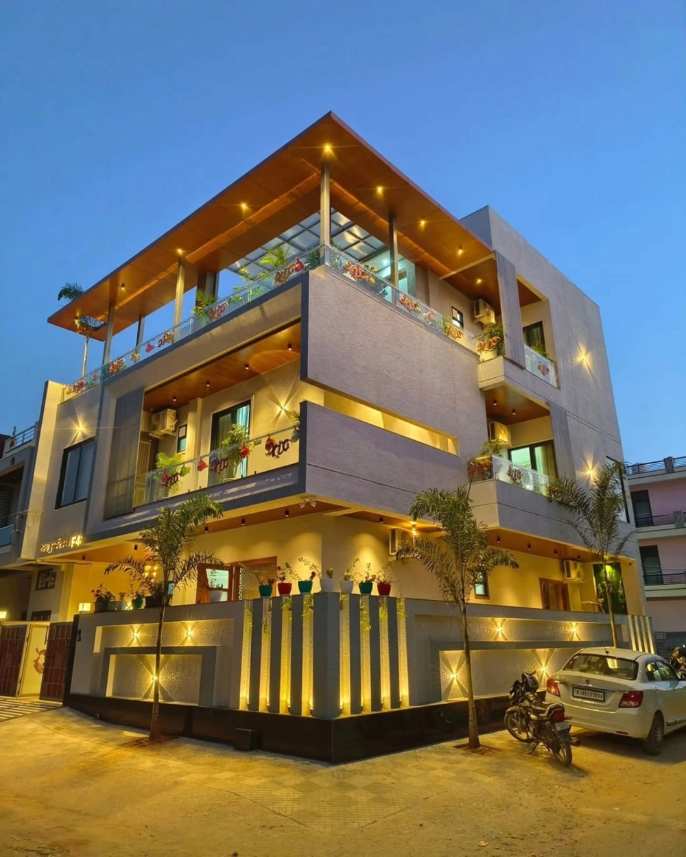 Mẫu thiết kế nhà vườn 2 tầng kết hợp gara ô tô tiện lợi