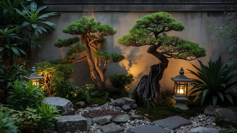 Hệ thống đèn trang trí tiểu cảnh lung linh huyền ảo vào ban đêm