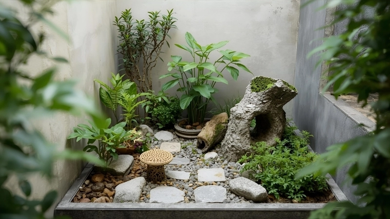 Thiết kế tiểu cảnh hòn non bộ hùng vĩ kết hợp thác nước chảy róc rách