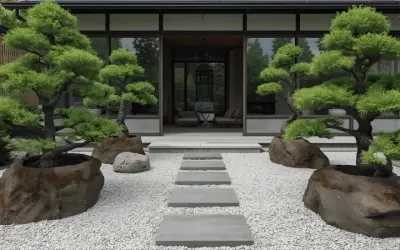 Thiết kế lối đi sân vườn rải sỏi chuẩn phong cách Nhật