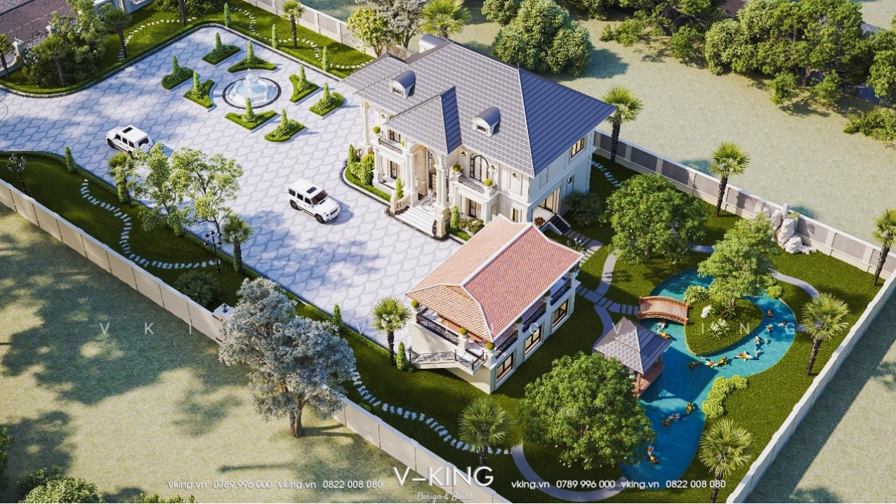 Biệt thự nhà vườn với ban công lãng mạn