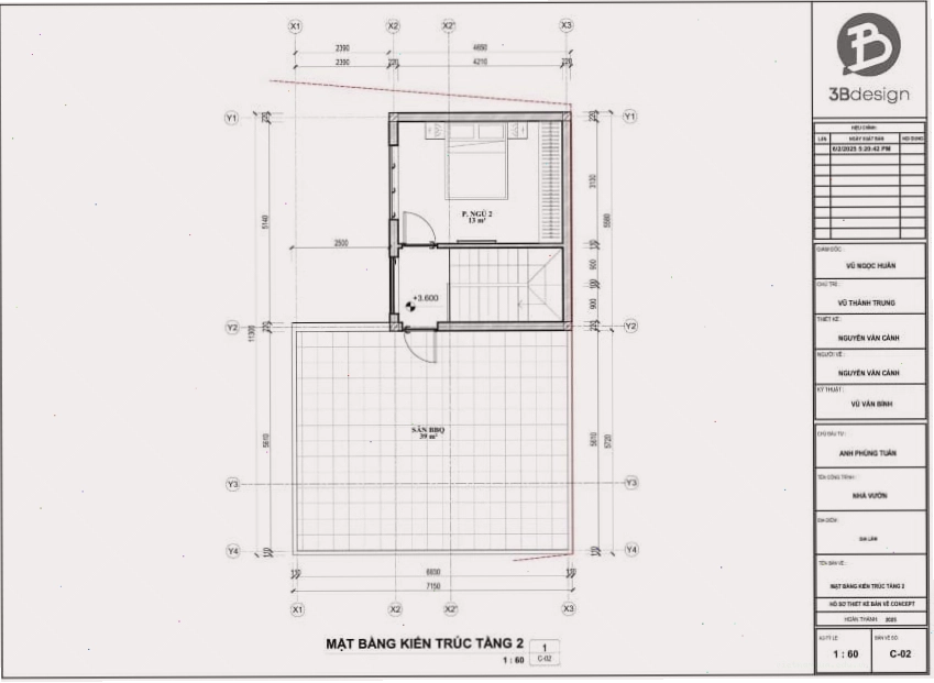 Công năng tầng 2 của mẫu nhà vườn 100m2