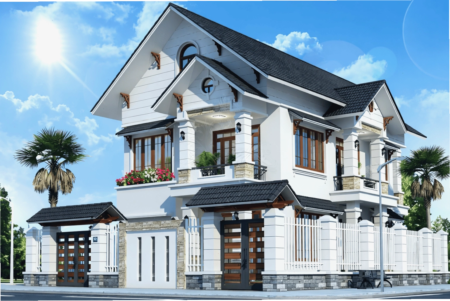 Hệ trụ cột vuông vức khỏe khoắn mềm mại bởi đường vòm cong