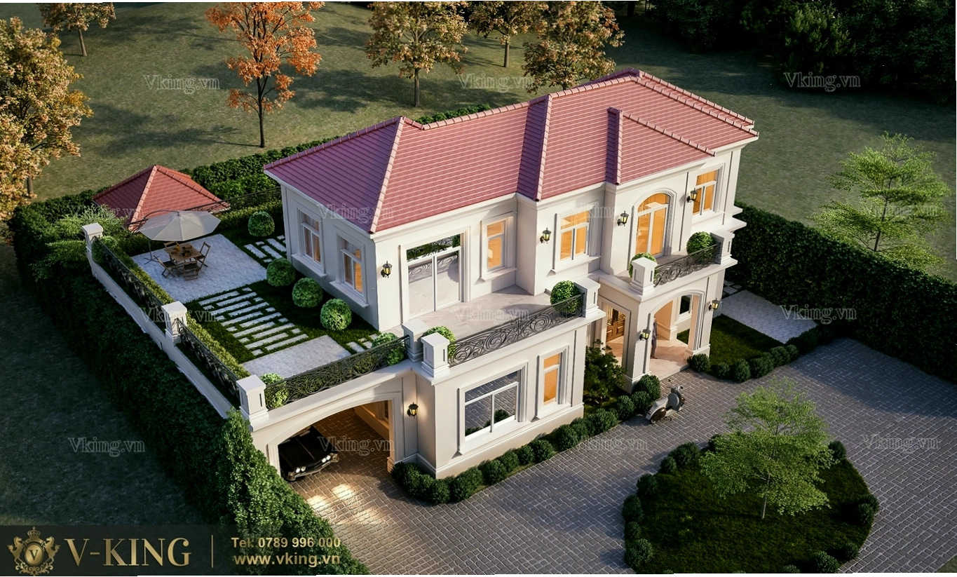 Không gian sân vườn biệt thự Địa Trung Hải