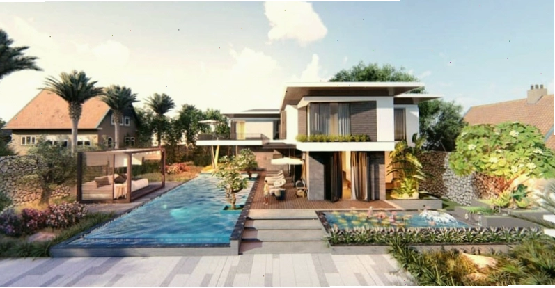 Không gian sống tiện nghi của biệt thự 2 tầng có hồ bơi
