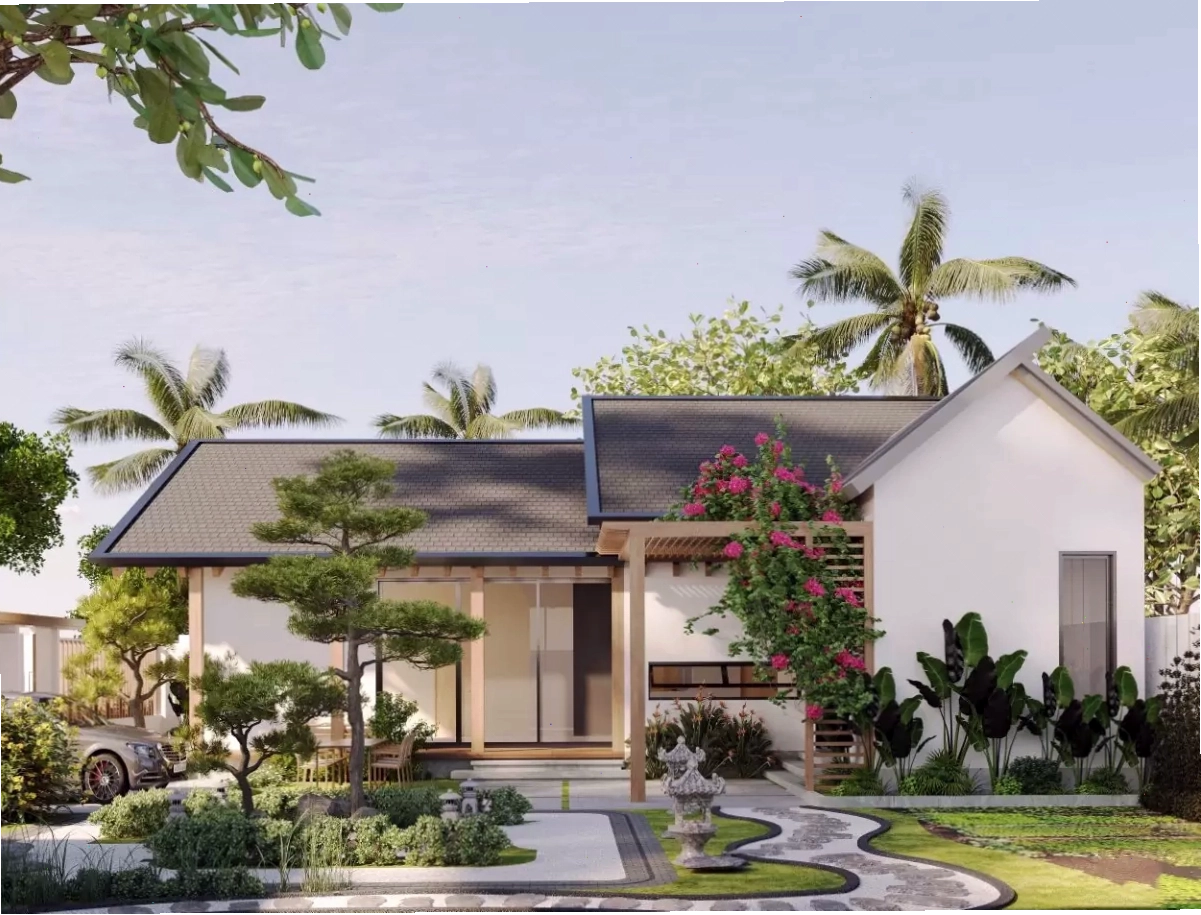 Không gian vườn rộng và cách trang trí sân vườn làm nổi bật căn nhà cấp 4