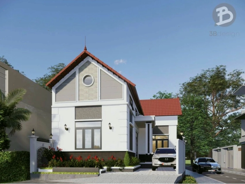 Khu vực sân trước ngôi nhà 100m2