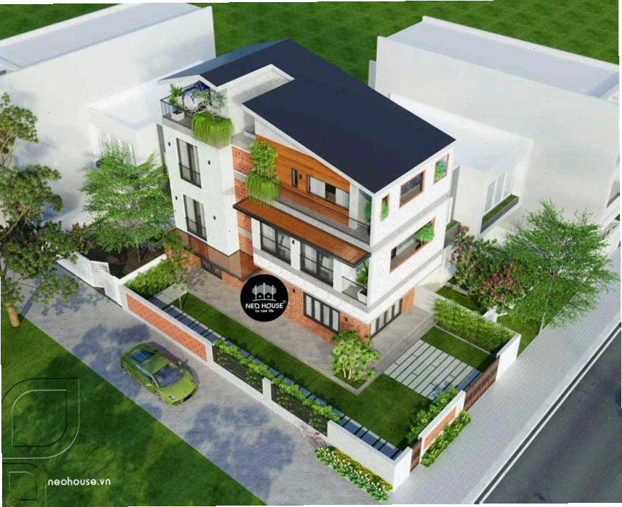 Mặt bằng biệt thự sân vườn hiện đại 3 tầng với thiết kế thông minh