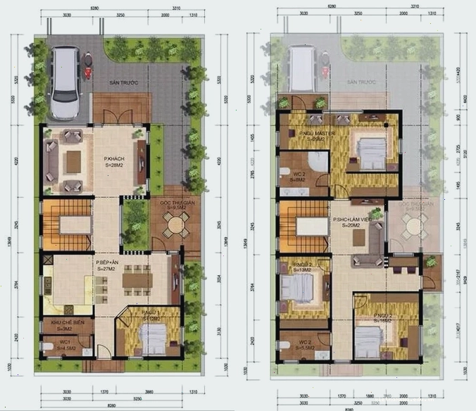 Mặt bằng thiết kế biệt thự 200m2 tối ưu công năng