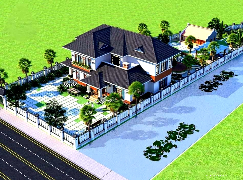 Mẫu biệt thự vườn phong cách hiện đại với các khối hình học độc đáo
