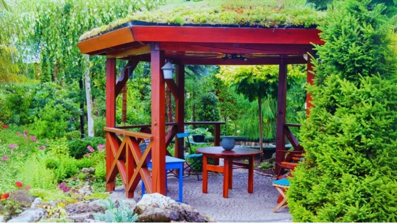 Mẫu chòi gỗ tự nhiên mái tranh