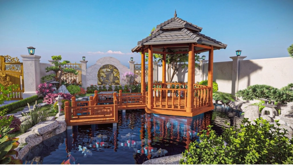 Mẫu nhà chòi sân vườn đẹp bằng gỗ với không gian thoáng đãng