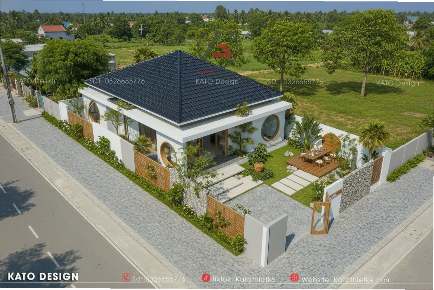 Mẫu nhà mái Nhật cấp 4 3 phòng ngủ hiện đại và tiện nghi
