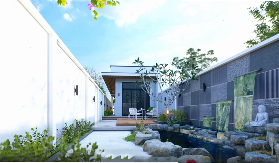 Mẫu nhà vườn cấp 4 không gian mở hiện đại