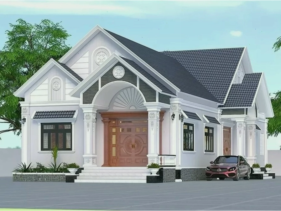 Mẫu nhà vườn cấp 4 mái Thái ghi điểm với đường mái dốc thanh thoát
