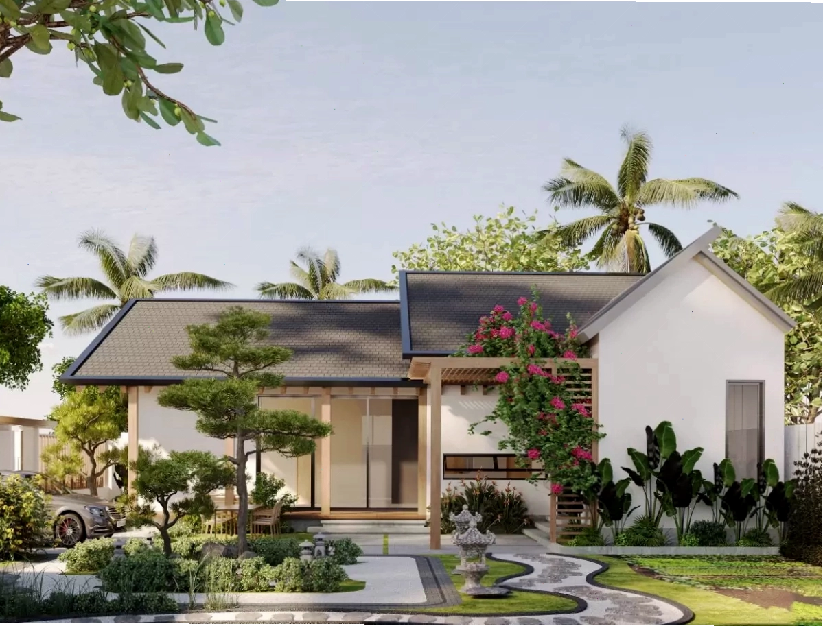 Mẫu nhà vườn đẹp, hiện đại có thiết kế sân vườn ấn tượng