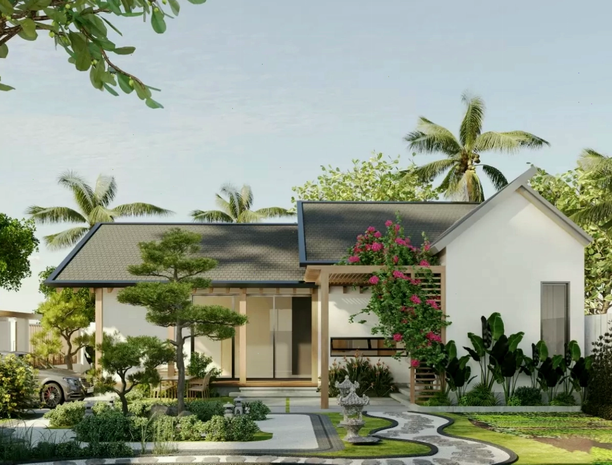 Mẫu nhà vườn đẹp, hiện đại có thiết kế sân vườn ấn tượng