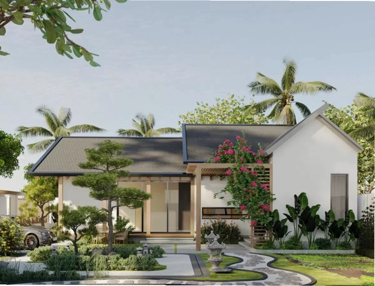 Mẫu nhà vườn đẹp hiện đại với thiết kế sân vườn ấn tượng