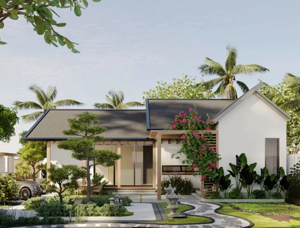 Mẫu nhà vườn hiện đại có thiết kế sân vườn ấn tượng