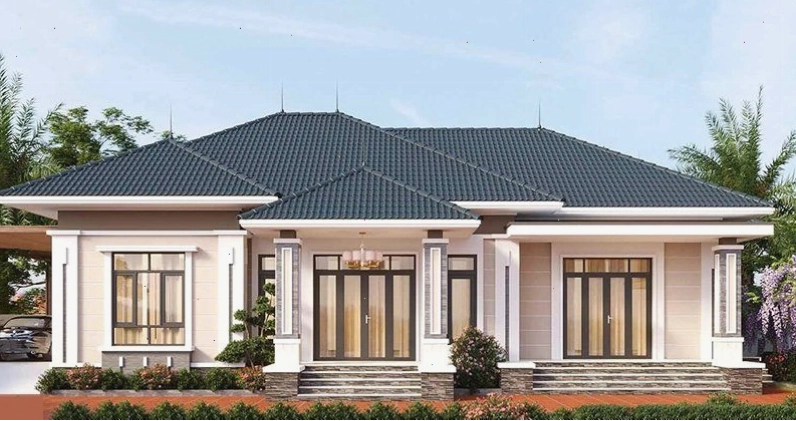 Mẫu nhà vườn mái Nhật 4 phòng ngủ thiết kế hiện đại