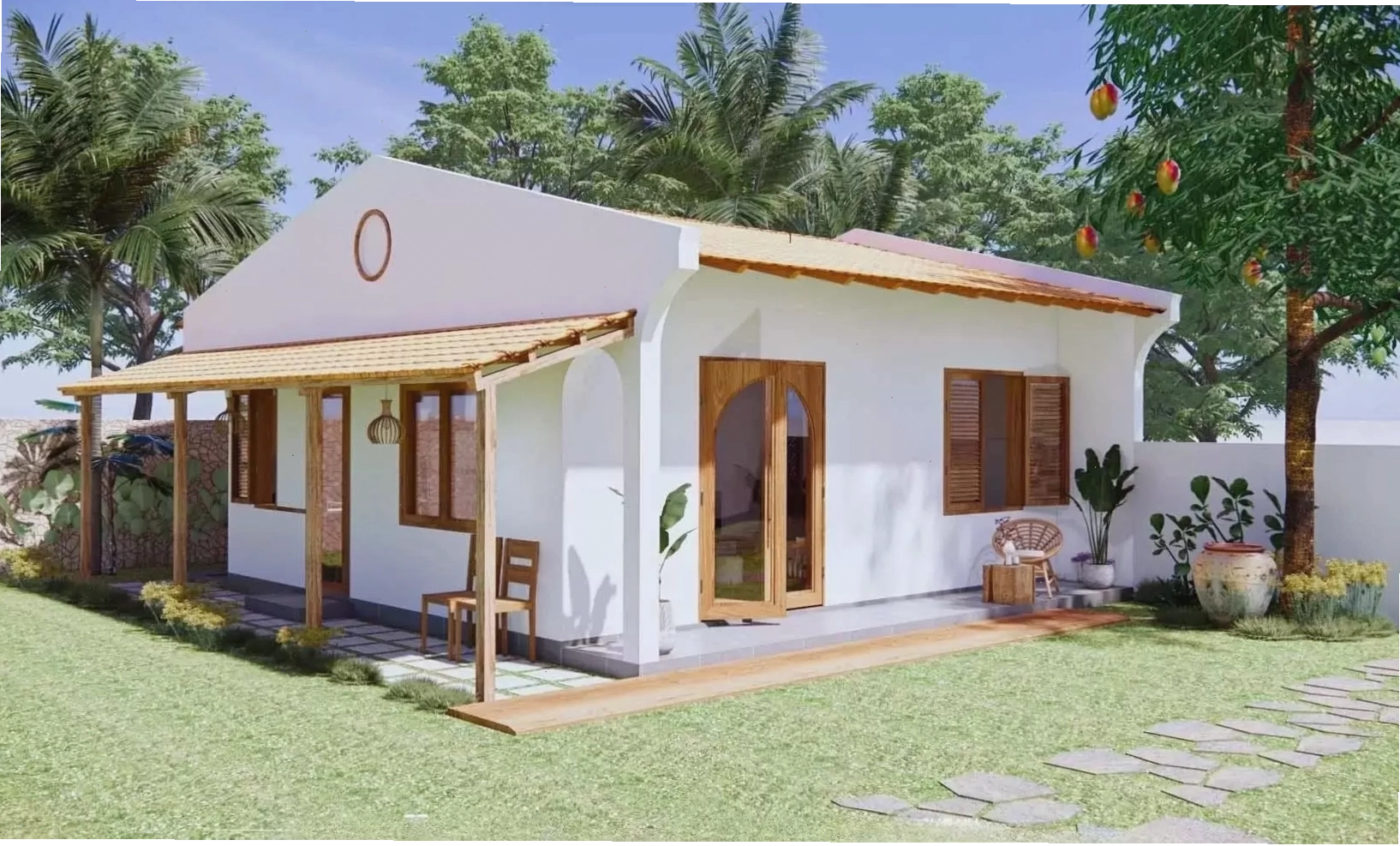 Mẫu nhà vườn mái Nhật thanh lịch và hiện đại