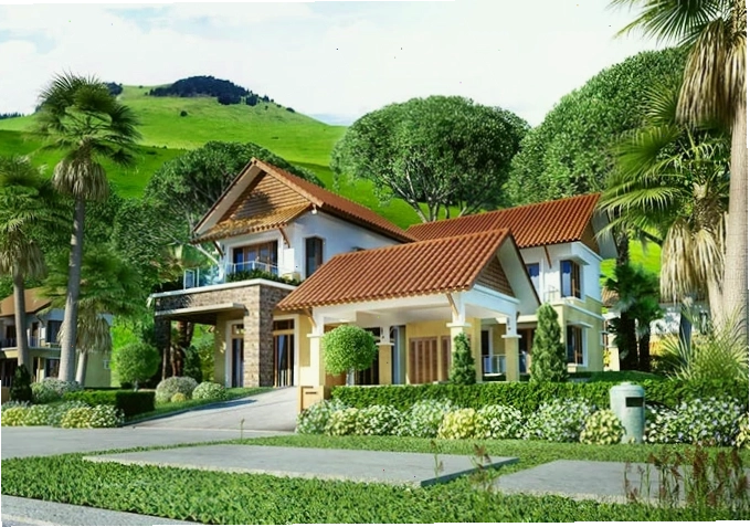 Mẫu nhà vườn phong cách Châu Âu với mái ngói đỏ đặc trưng