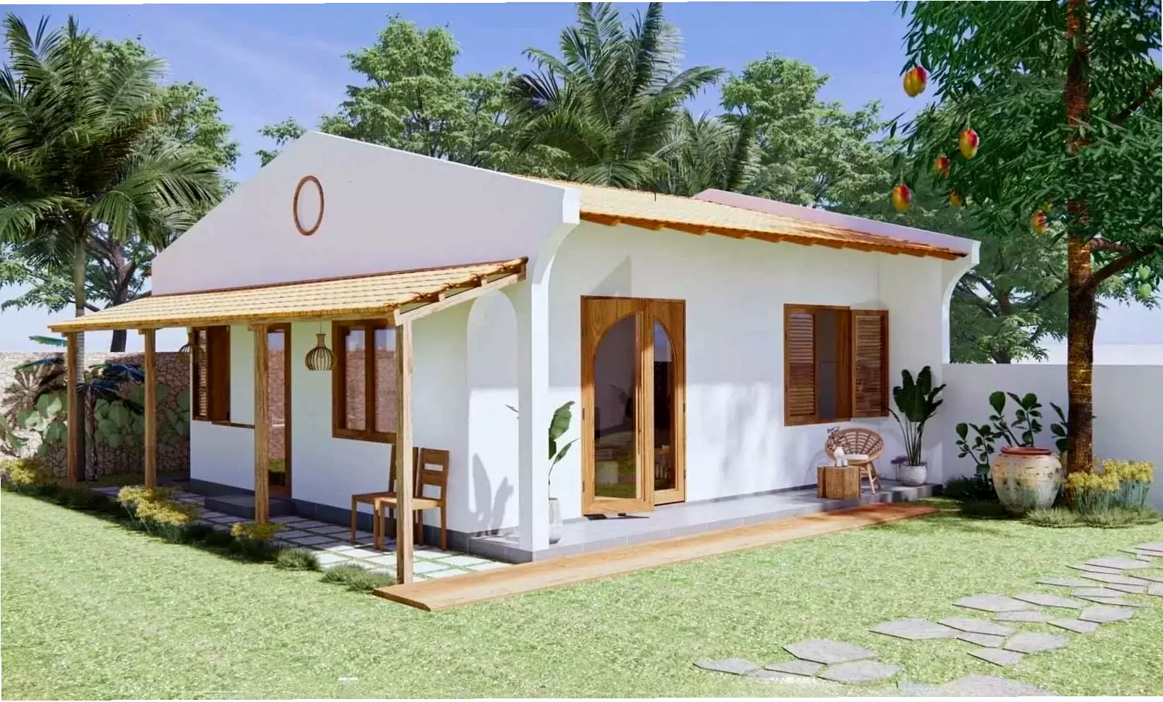 Mẫu nhà vườn thanh lịch với cách bài trí sân vườn tinh tế