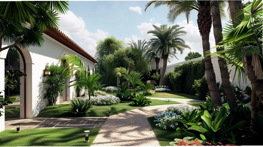 Mẫu thiết kế sân vườn 1000m2 phong cách Địa Trung Hải