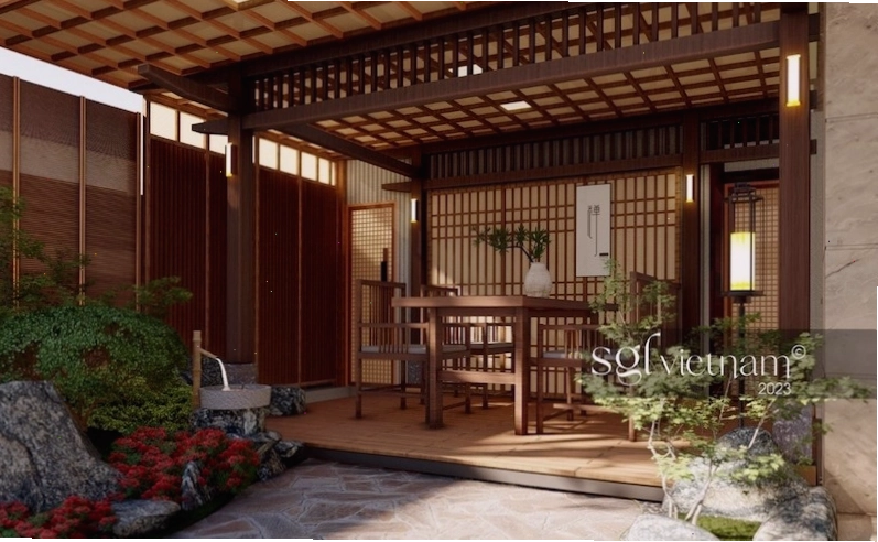 Mẫu thiết kế thi công nhà gỗ sân vườn biệt thự