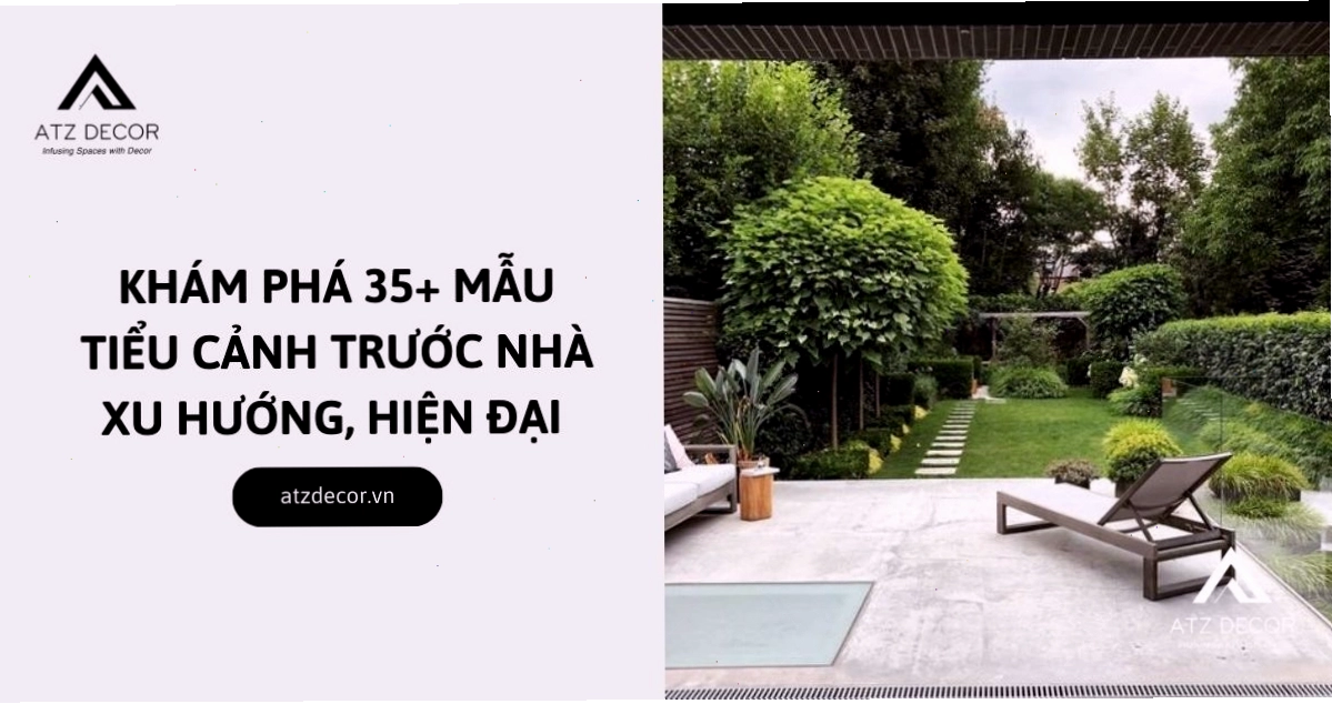 Mẫu tiểu cảnh trước nhà ống hiện đại với cây xanh và đá trang trí