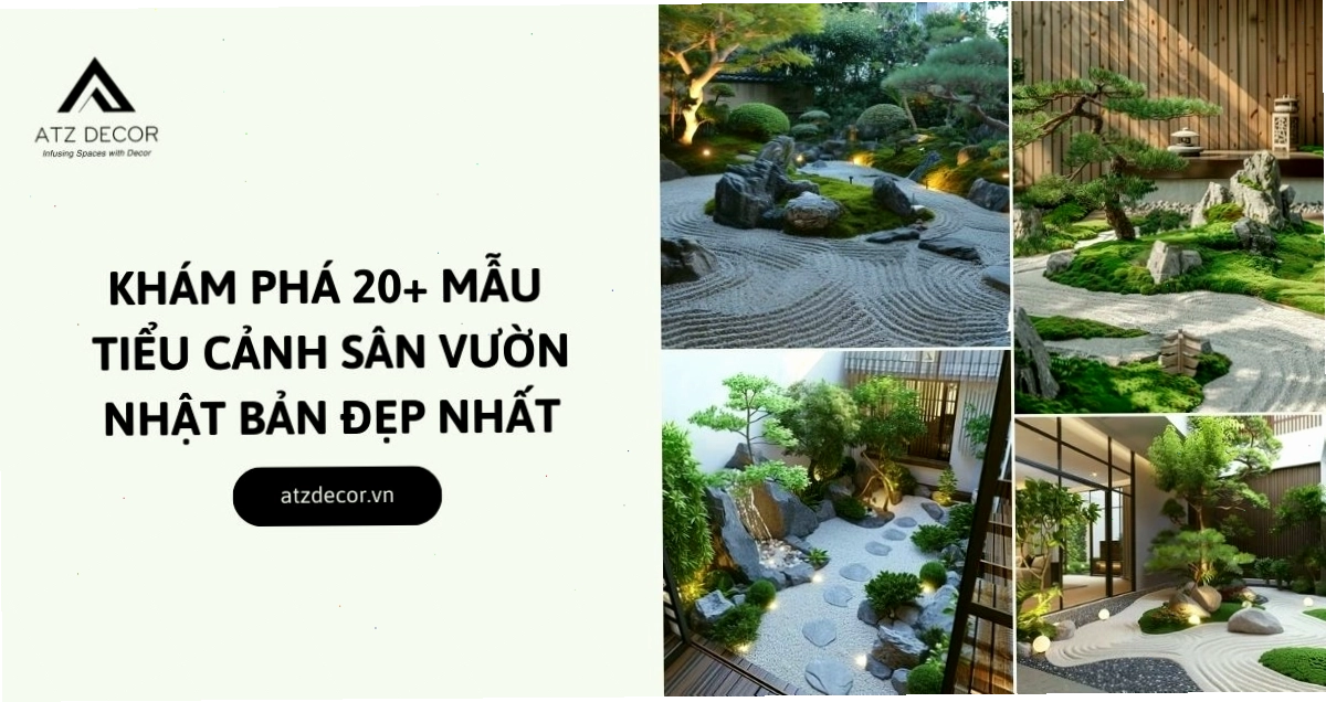 Mẫu tiểu cảnh vườn Nhật Bản với sự kết hợp của cây giả và đá tự nhiên