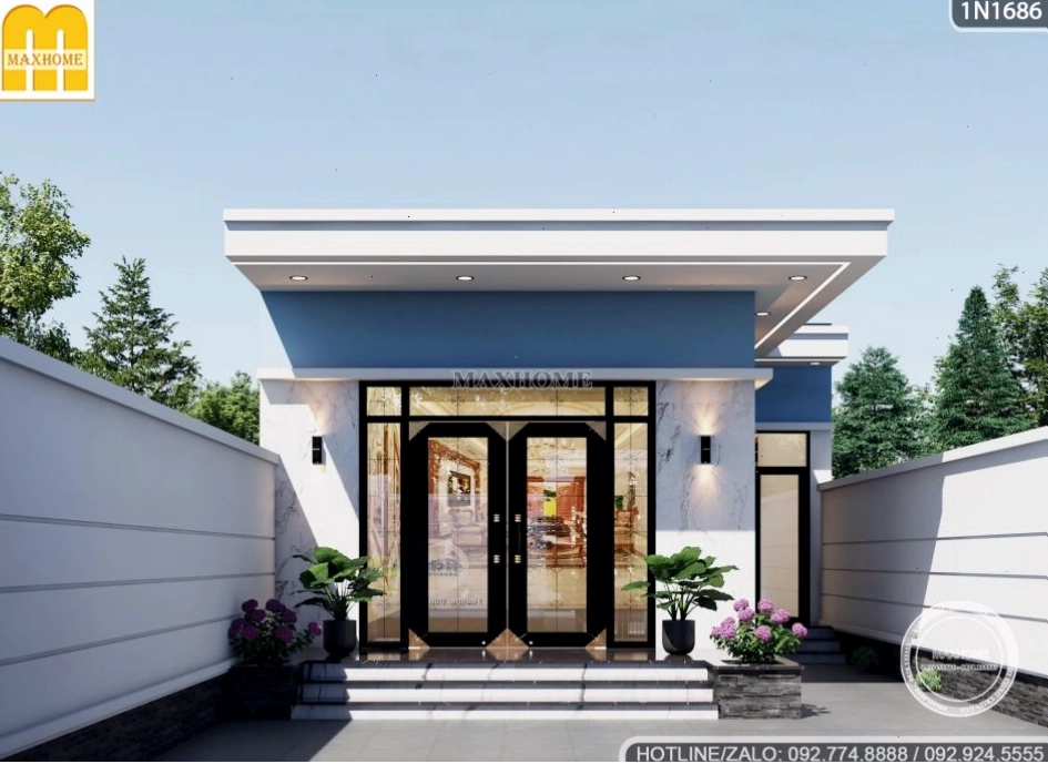 Nhà cấp 4 mái bằng nhỏ gọn, thiết kế thông minh