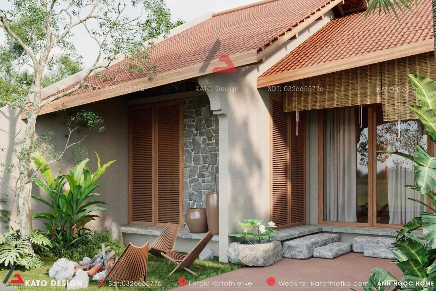 Nhà cấp 4 truyền thống kết hợp sân vườn