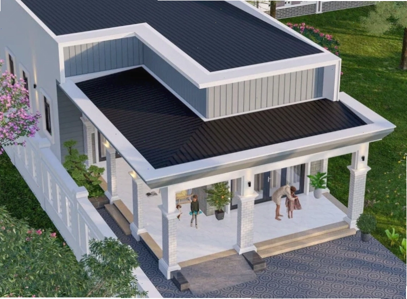 Nhà cấpL mái bằng giúp tận dụng tối đa diện tích trên mảnh đất vuông vắn