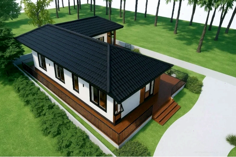 Nhà cấpL sở hữu thiết kế gấp khúc độc đáo, tạo khoảng không gian mở