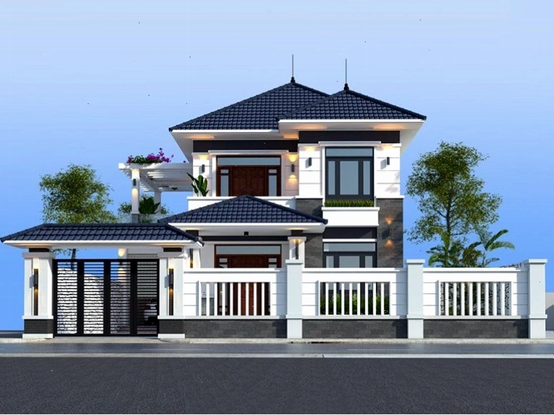 Nhà mái Nhật 1 tầng với sân vườn rộng rãi