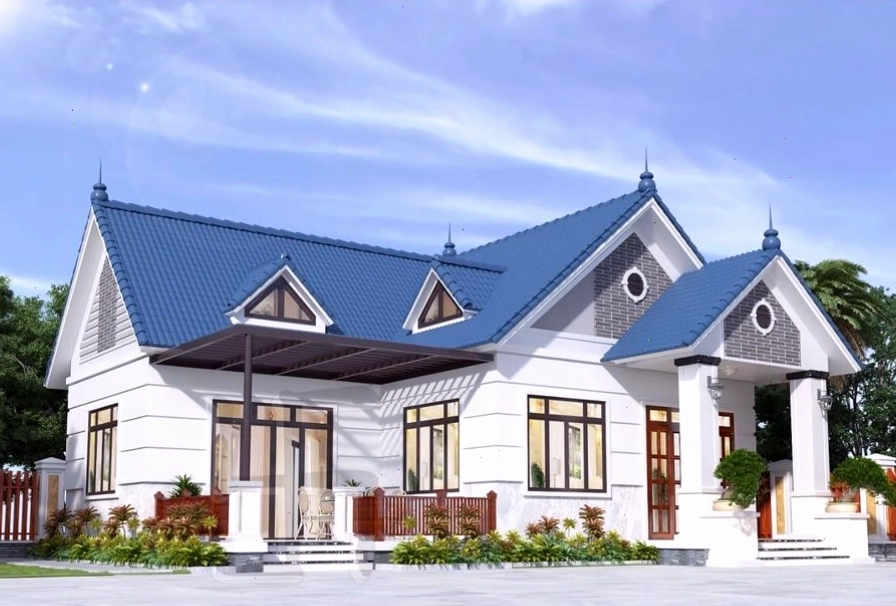 Nhà vườn cấp 4 mái Thái mặt bằng vuông vức