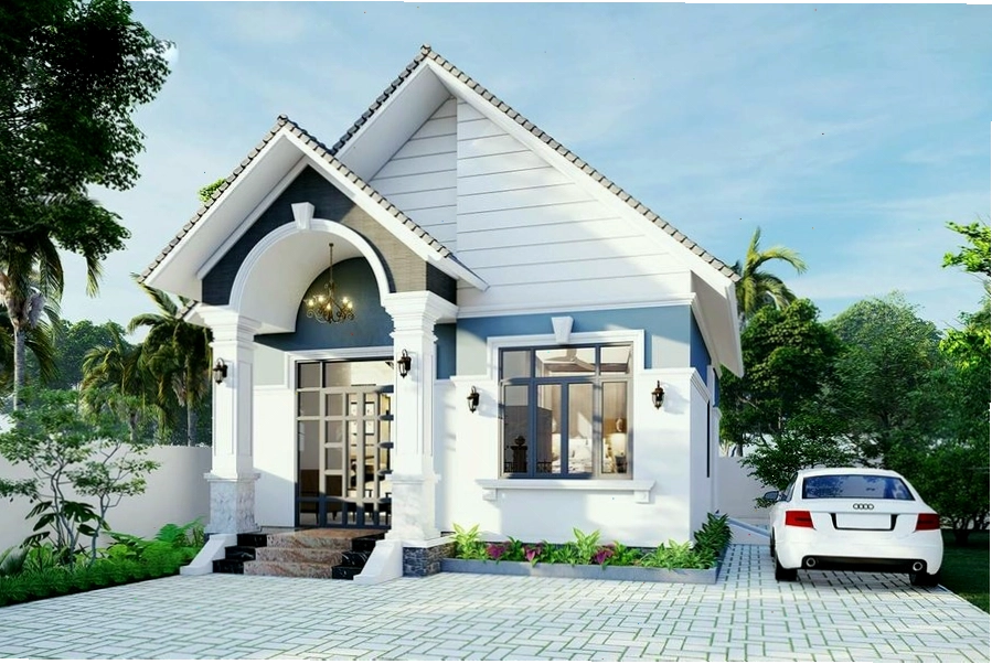 Nhà vườn cấp 4 mái Thái nổi bật với mái vòm