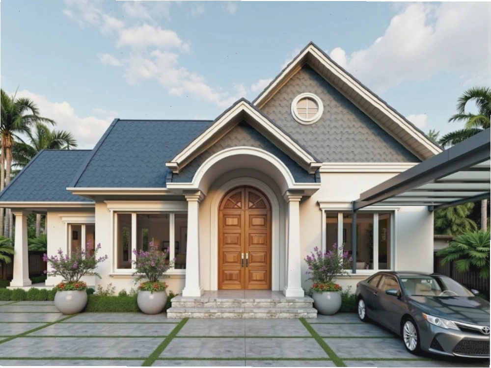 Nhà vườn cấp 4 mái Thái tân cổ điển