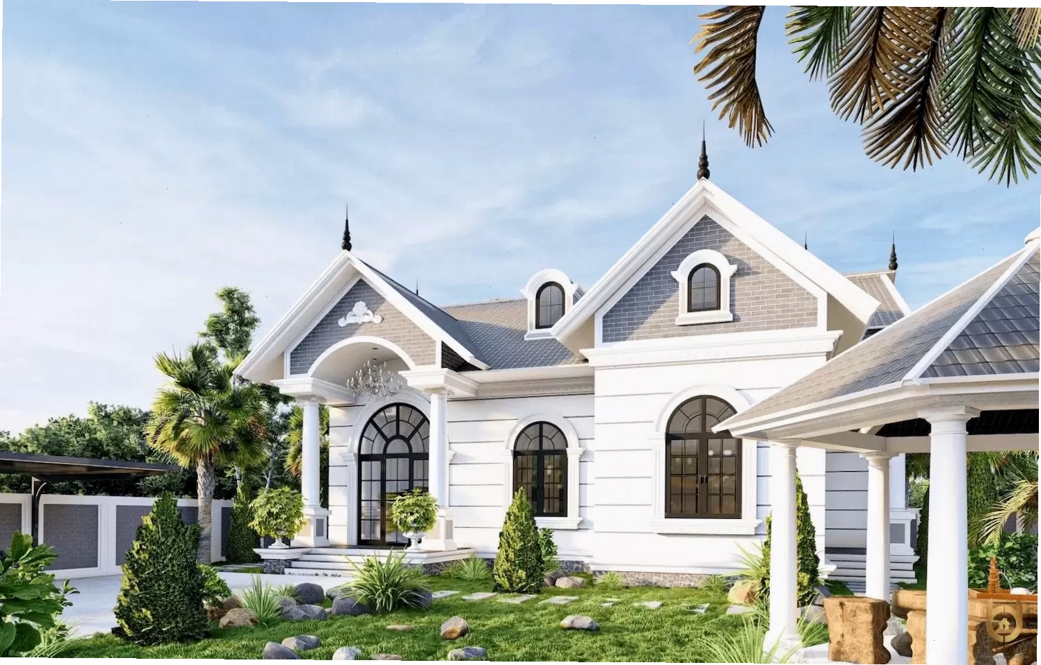 Nhà vườn mái Thái có sân vườn đẹp ấn tượng