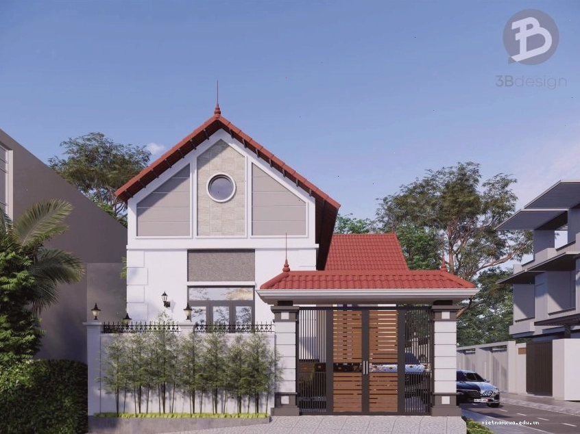 Phối cảnh khu vực cổng nhà vườn