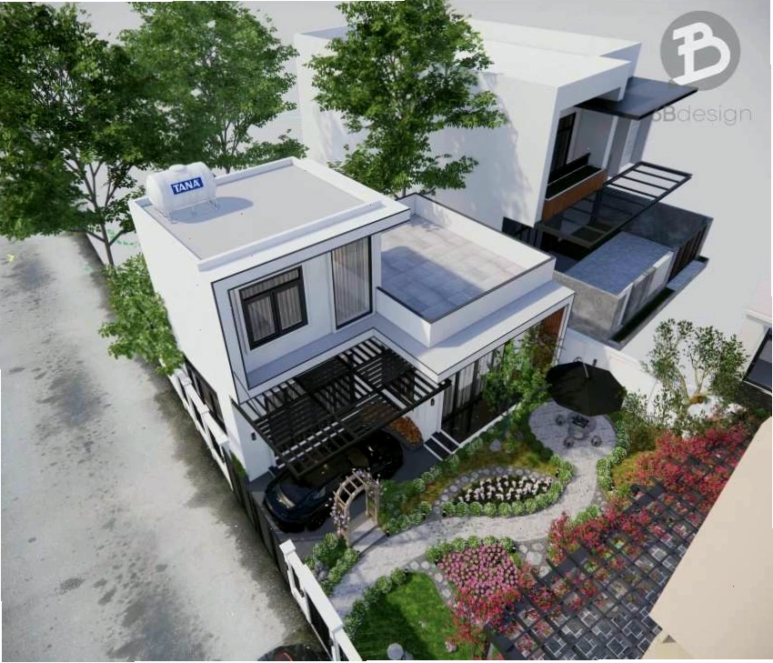 Phối cảnh tổng thể nhà vườn 100m2 đẹp