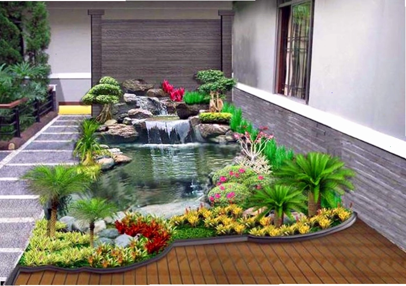 Sân vườn nhà ống kết hợp cây xanh và khu vực ngồi chơi