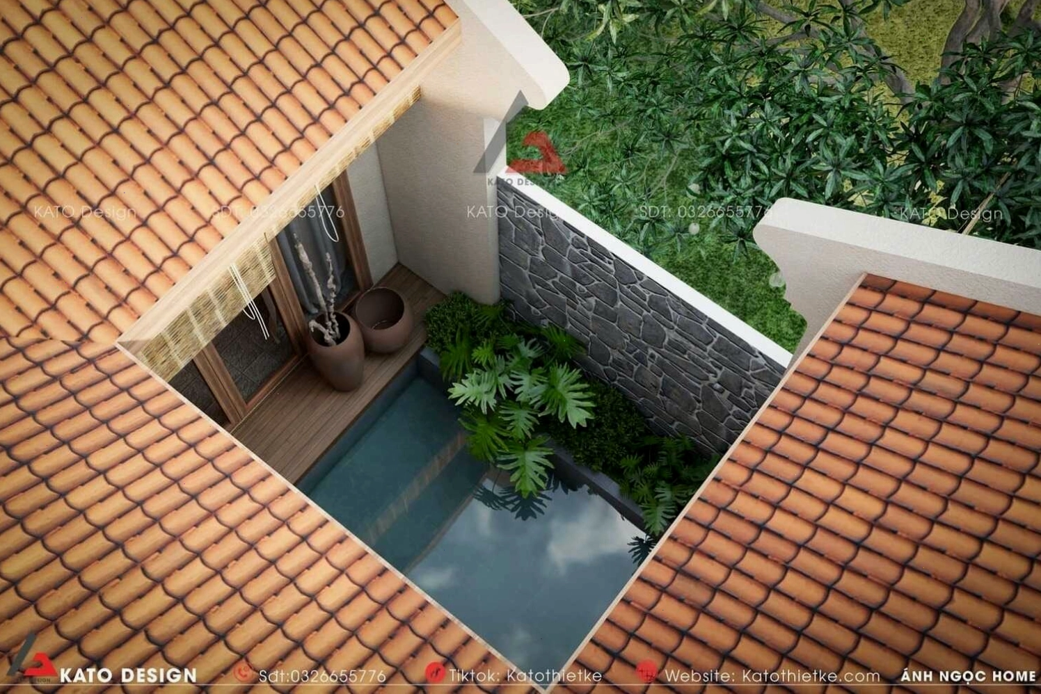 Sử dụng vật liệu tự nhiên và gam màu thân thiện trong nhà vườn