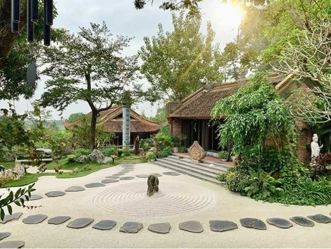 Thi công sân Vườn Nhật Chùa Địa Tạng Phi Lai Tự - Nam Nam