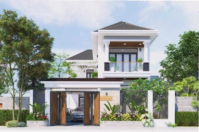 Thiết kế biệt thự 200m2 đẹp với không gian xanh