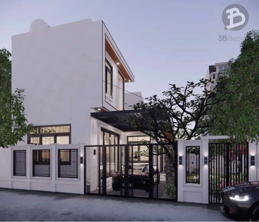 Thiết kế cổng và hàng rào cho nhà vườn 100m2