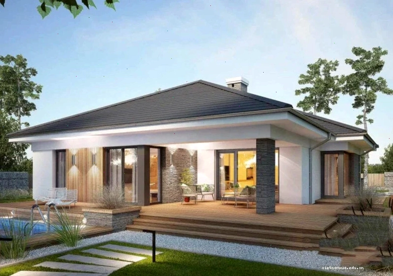 Thiết kế mái Nhật có độ dốc nhẹ tạo cảm giác mềm mại cho nhà cấpL